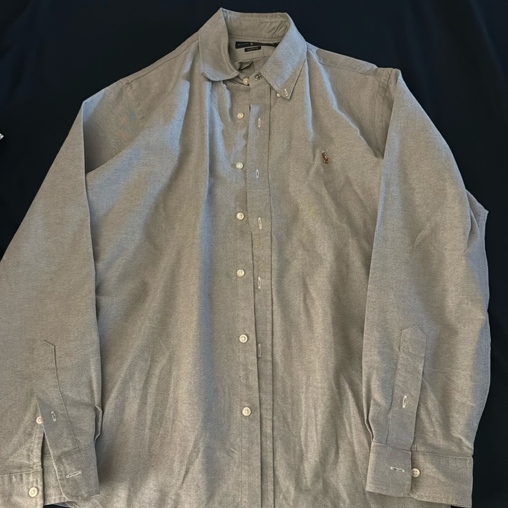 Ralph Lauren Men’s Dress Shirts, Light gray and Navy, XL, 18, Classic Fit